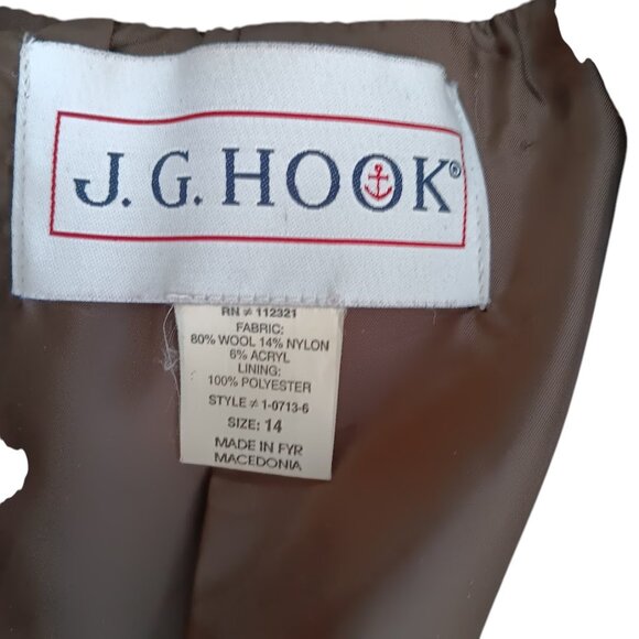 Vintage J.G. Hook Wool Blend Coat Women’s Size 14 Brown Classic Tailored Winter - Picture 8 of 8